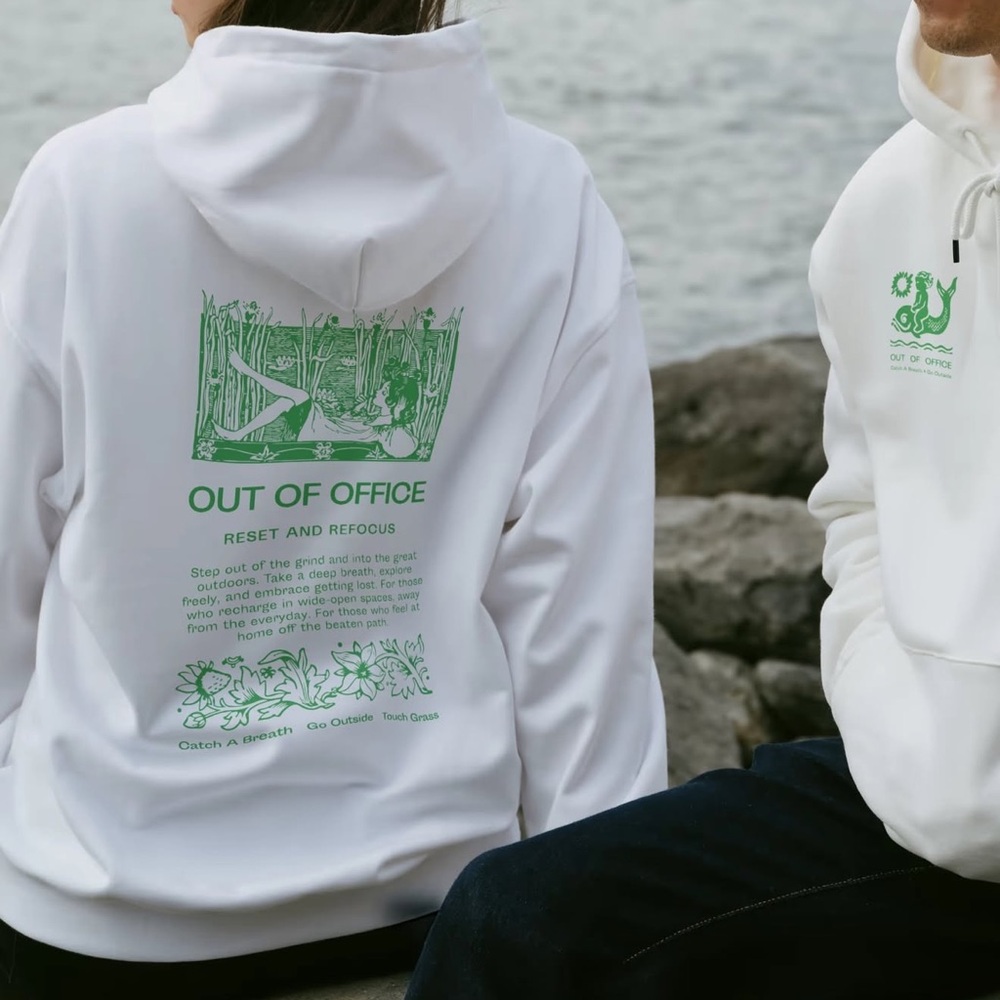 Openhouse Out of Office Cream Hoodie Sweatshirt Medium